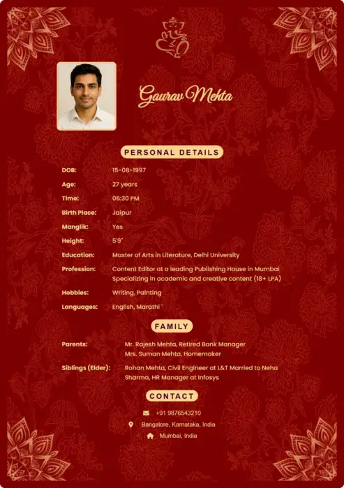 Royal Red  biodata template icon