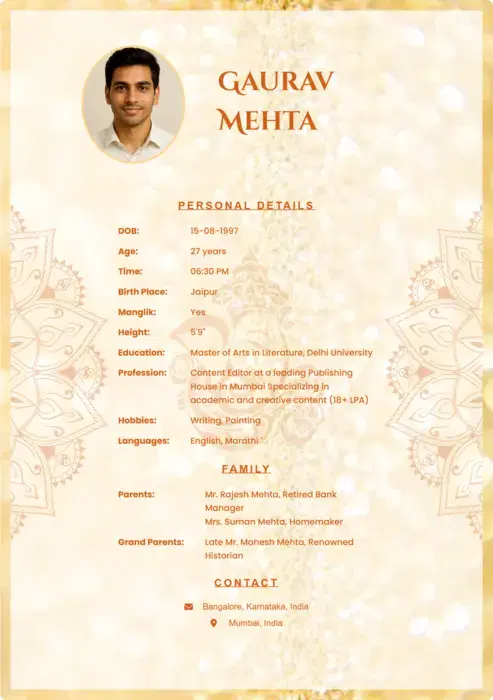 Regal Varnika biodata template icon