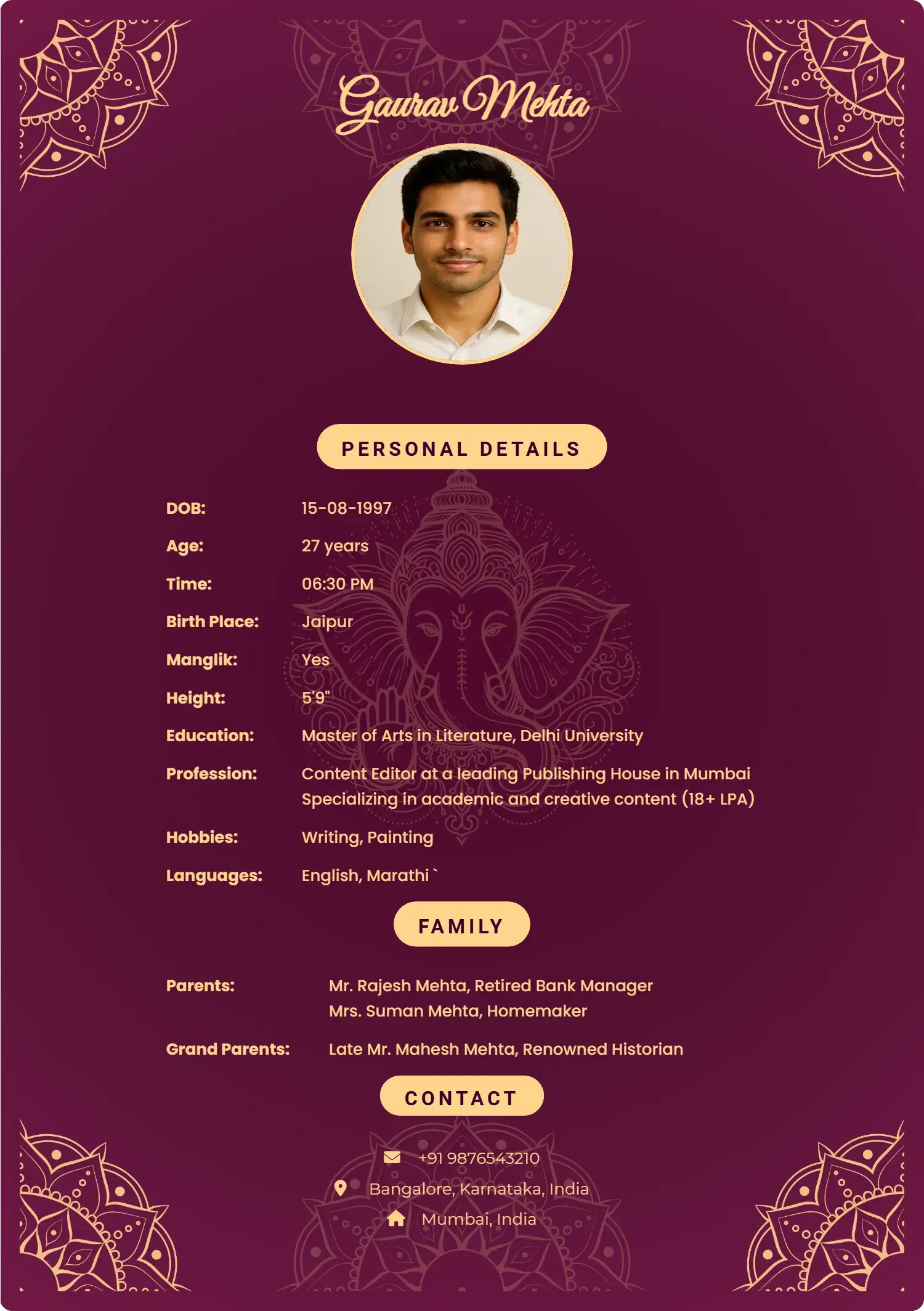 Regal Anvika biodata template icon