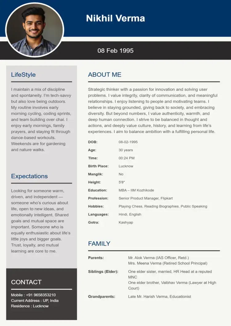 Blue Berry biodata template icon